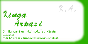 kinga arpasi business card